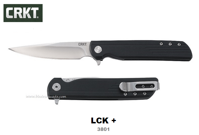 CRKT LCK + Flipper Folding Knife, Assisted Opening, GFN Black, 3801
